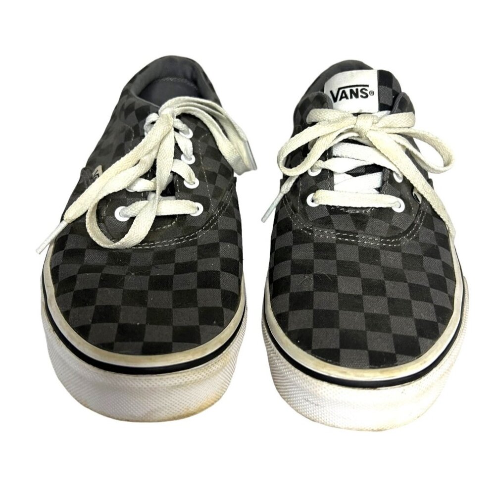Vans Youth 5.5 Black & Gray Checkerboard Lace-Up Skate Shoes - Picture 4 of 7
